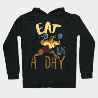 Eat 10KG Ants A Day,  Funny Surreal Anteater Weightlifting Hoodie